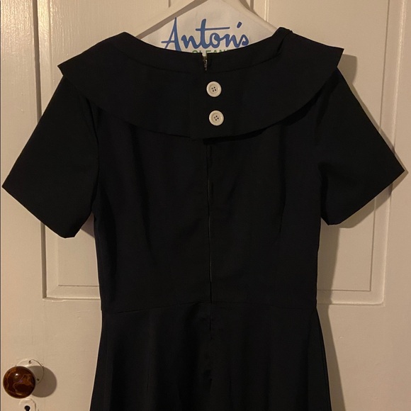 Tatyana navy nautical dress with striped bow collar - Picture 4 of 4